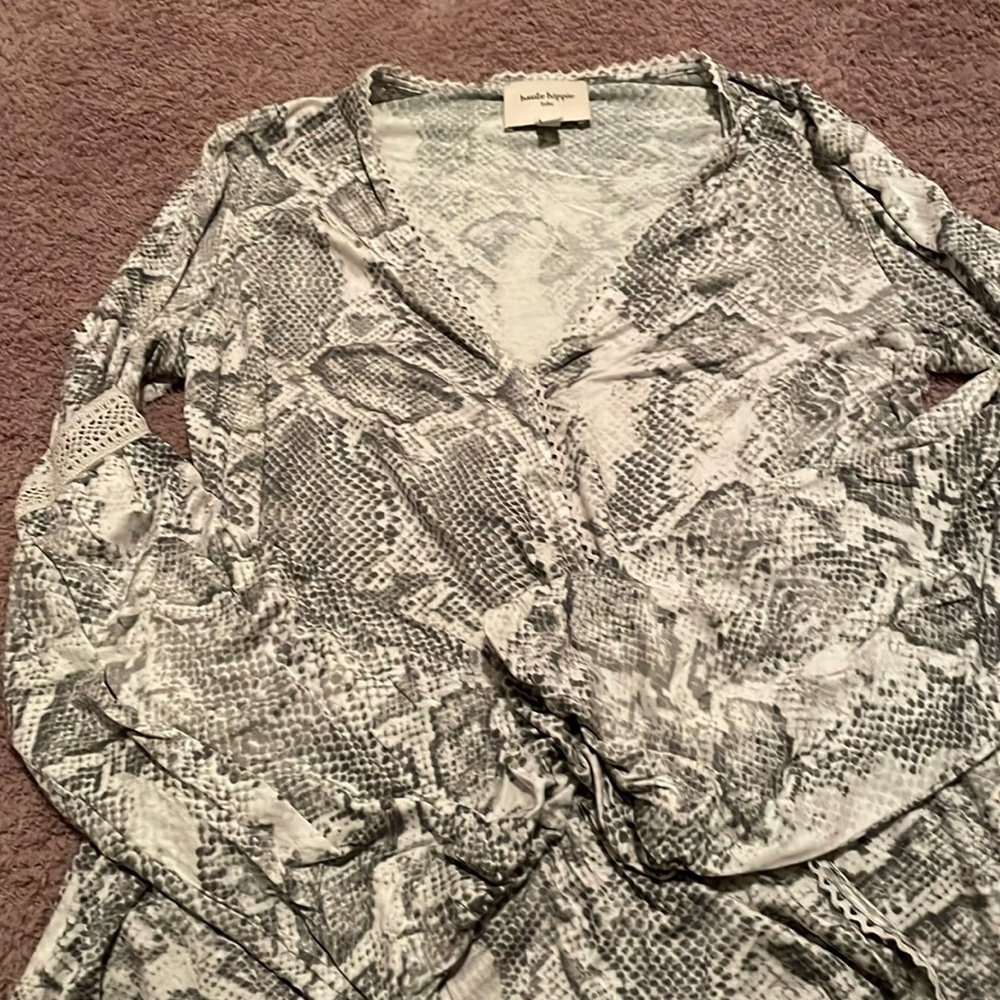 Snake print faux wrap top